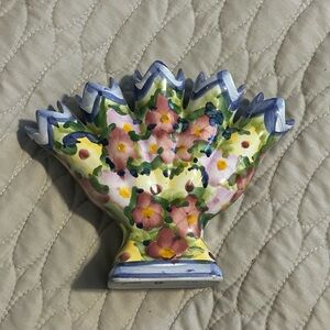 Floral Ceramic Fan Vase